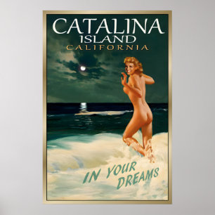 Poster ILHA CATALINA CA Viagem Original Marilyn Monroe