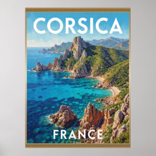 Poster Ilha da Córsega França Paisagem Costeira Áspera