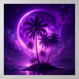 Poster Ilha da Lua Roxa Paisagem de Sonho