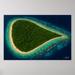 Poster Ilha da selva em forma de lágrima com satélite da
