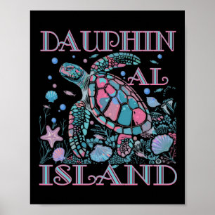 Poster Ilha Dauphin Al Amante de Tartaruga Colorida Praia