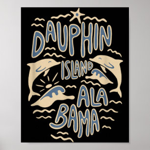 Poster Ilha Dauphin Alabama Oceano Amantes de Golfinhos R