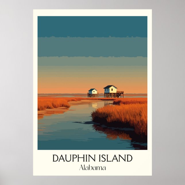 Poster Ilha Dauphin Pier Costeiro do Alabama (Frente)