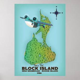Poster Ilha de Bloco Nova Shoreha, Rhode Island