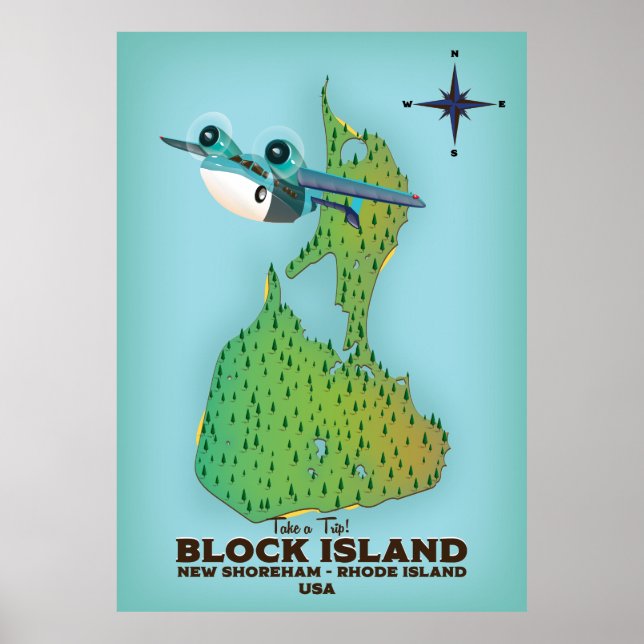 Poster Ilha de Bloco Nova Shoreha, Rhode Island (Frente)