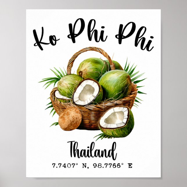 Poster Ilha de Coco Ko Phi Phi Tailândia Tropical Koh Gp (Frente)