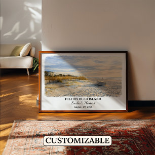 Poster Ilha de Hilton Head Carolina do Sul Aquarela