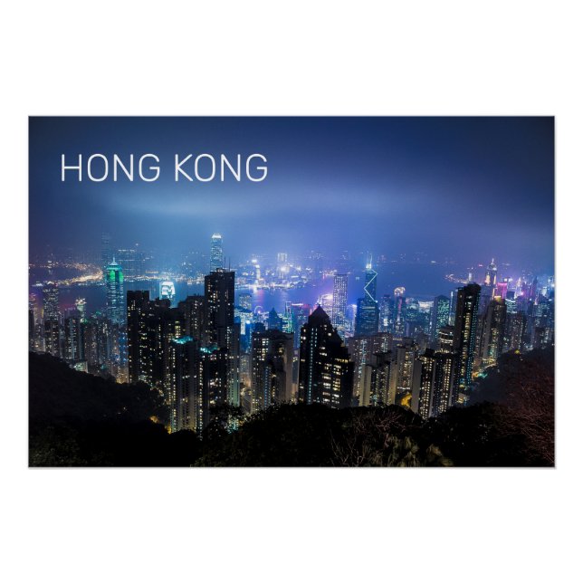 Pôster Ilha de Hong Kong - Skyline Panorama Night Souveni (Frente)