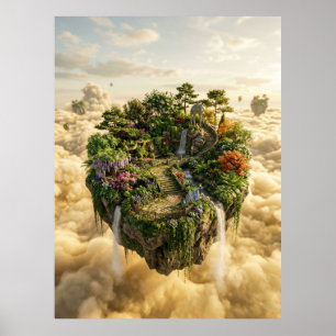 Poster Ilha de Jardim Flutuante Fantasia Arte