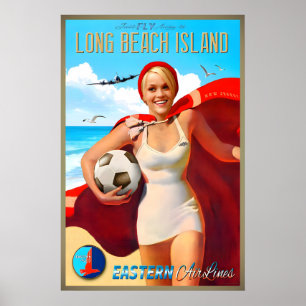 Poster Ilha de Long Beach Nova Jersey Eastern Air Lines N