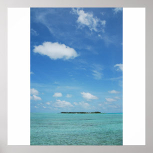 Pôster Ilha de Maldives com água lindo/cloudscape