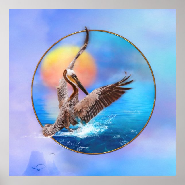 Poster ILHA DE PELICANOS BEIJADOS PELICANOS Brown Pelican (Frente)