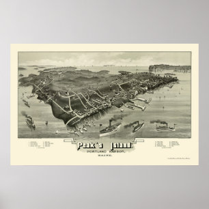 Poster Ilha de Pico, Mapa Panorâmico ME - 1886