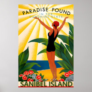 Poster Ilha de Sanibel Flórida Cartaz de Viagem Novo Lee