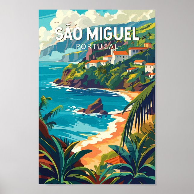 Poster Ilha de São Miguel Portugal Viagem Art (Frente)