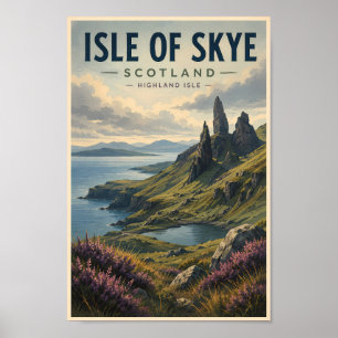 Poster Ilha de Skye Escócia Paisagem Viagem Arte Retro