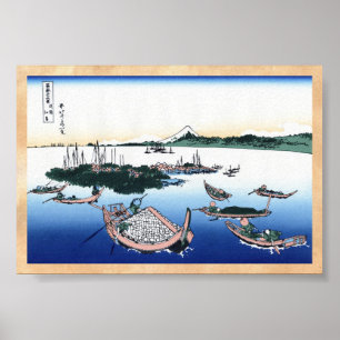Pôster Ilha de Tsukada, na província de Musashi, Hokusai