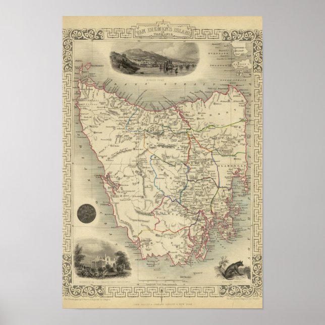 Poster Ilha de Van Diemen ou Tasmânia (Frente)