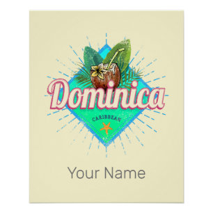 Pôster Ilha de Vintage, Retro Vacinação Dominica Caribe