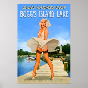 Poster Ilha do Lago Bugg Virgínia Marilyn Monroe Viagem
