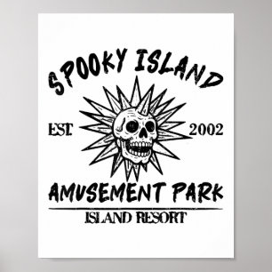 Poster Ilha do Parque de Diversões Vintage Spooky Island