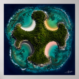 Poster Ilha em Forma de Cruz Enseadas Multi-Coloridas Vis