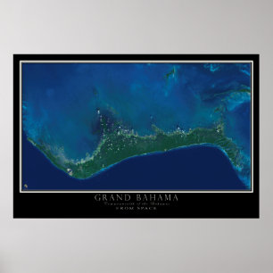 Poster Ilha Grand Bahama do Mapa do Satélite Espacial