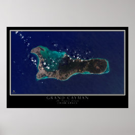 Pôster Ilha Grand Cayman Do Mapa Do Satélite Espacial
