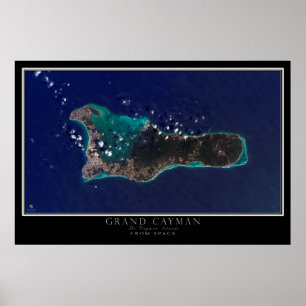 Pôster Ilha Grand Cayman Do Mapa Do Satélite Espacial