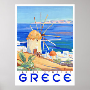 Poster Ilha Grécia de Mykonos, 1949
