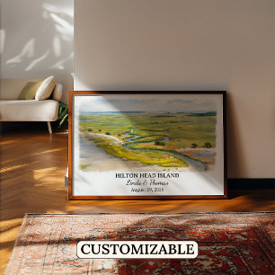 Poster Ilha Hilton Head Carolina do Sul Aquarela