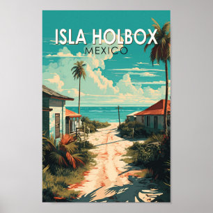 Poster Ilha Holbox México Viagem Arte Vintage