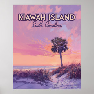 Poster Ilha Kiawah South Carolina Palm Tree