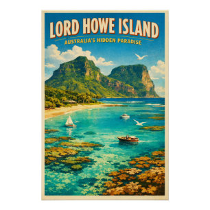 Pôster Ilha Lord Howe, Austrália, em um clássico retrô