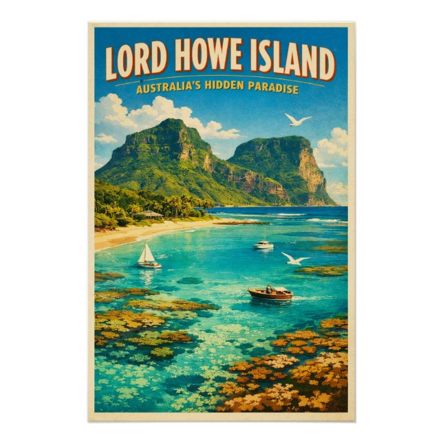 Pôster Ilha Lord Howe, Austrália, em um clássico retrô (Frente)
