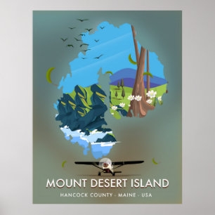 Poster Ilha Mount Desert, Condado de Hancock, Maine, EUA,