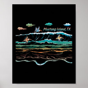 Poster Ilha Mustang Texas Tie-dye Pelican Beac Colorful