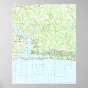 Poster Ilha North Carolina Mapa do carvalho (1990)