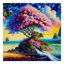 Pôster Ilha oculta no oceano