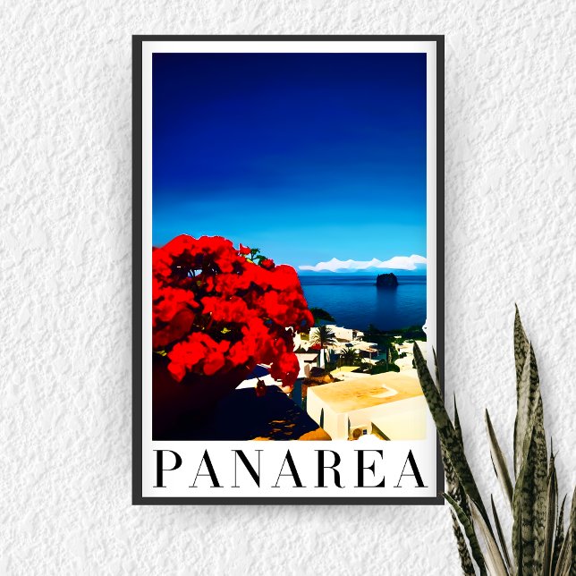 Poster Ilha Panarea italiana - Estilo Mediterrâneo azul (Criador carregado)
