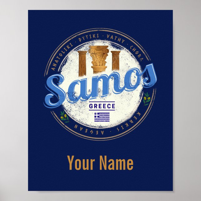 Poster Ilha Samos em férias de colheita retrô-Grécia (Frente)