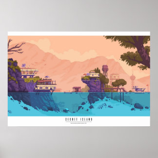 Poster Ilha Secreta Pixel art diorama