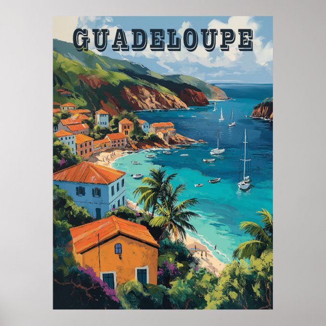 Poster Ilha Serene Guadeloupe Watercolor (Frente)