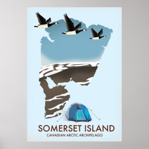 Poster Ilha Somerset, Canadá mapa estilo vintage
