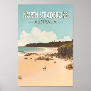 Poster Ilha Stradbreak Norte Austrália Viagem Art Retro
