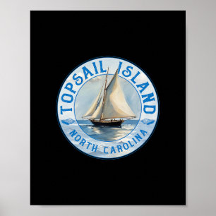 Poster Ilha Topsail Carolina do Norte Desenho de veleiro