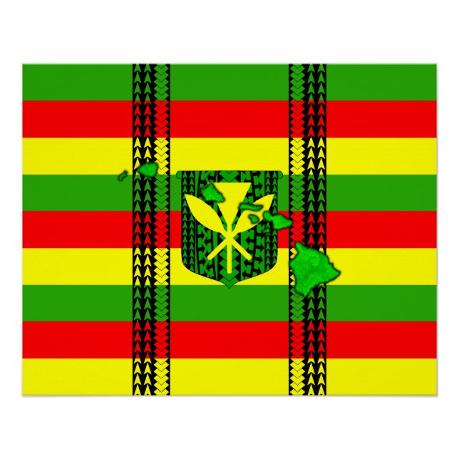 Pôster Ilha Tribal Kanaka Maoli Flag (Frente)