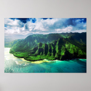 Poster Ilha tropical cénico de kauai Havaí