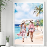 Poster Ilha Tropical de Cowgirl Costeira Rosa<br><div class="desc">Um conjunto de Trio de Cowgirl Costeira do Sul em Pastel e shorts coloridos cor-de-rosa com cintos de couro e chapéus de cowboy inclui as vaqueiras costeiras vestidas em roupas de cor rosa pastel e denim. Apresentando três cowboys da costa rolando pela praia arenosa em seus calções cor-de-rosa macio e...</div>