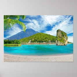 Poster Ilha Tropical Sandy Beach Palm Tree Paradise
